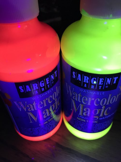 liquid watercolors with kids - glow