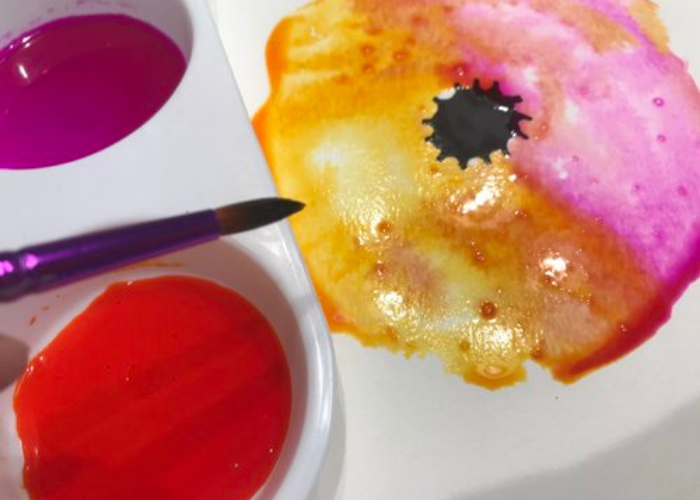 liquid watercolors with kids - sea urchin