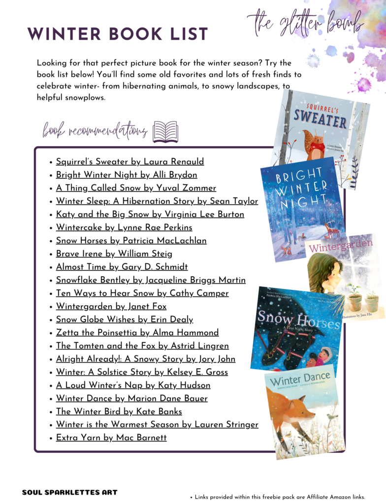 winter freebie pack book list